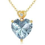 14K Gold 3 Carat Heart-cut Birthstone Pendant Necklace