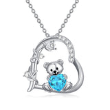 Sterling Silver Birthstone Teddy Bear Pendant Necklace