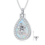 Sterling Silver Teardrop Opal 12 Birth Flower Urn Necklaces for Ashes