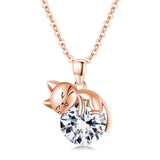 14K Gold Birthstone Cat Pendant Necklace