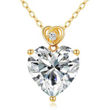 14K Gold 3 Carat Heart-cut Birthstone Pendant Necklace