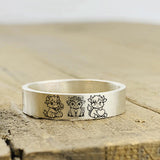 Sterling Silver Personalized Engraved Highland Cow Ring