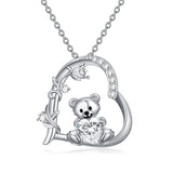 Sterling Silver Birthstone Teddy Bear Pendant Necklace