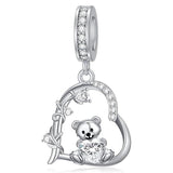 Sterling Silver 12 Month Birthstone Bear Bead Charms