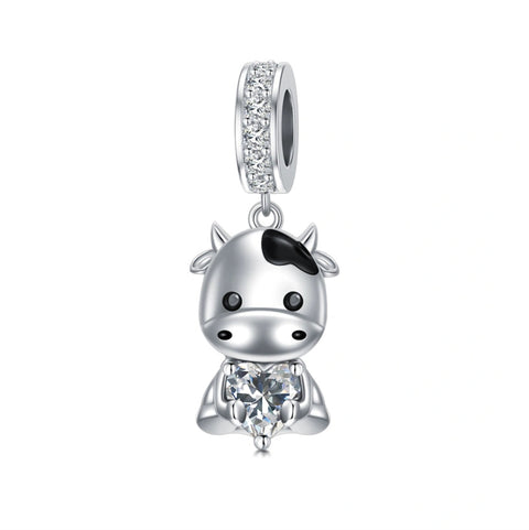 Sterling Silver 12 Months Birthstone Cow Charm Beads