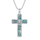 Cross Necklace for Women 925 Silver 12 Month Birth Flower Cross Pendant Turquoise Jewelry Gifts for Women Mother