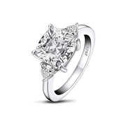 Sterling Silver 10K 14K Gold 5.5 Carats Cushion Cut 5A Cubic Zirconia CZ 3 Stone Engagement Wedding Ring