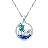 Sterling Silver Birthstone Dolphin Pendant Necklace