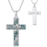 Cross Necklace for Women 925 Silver 12 Month Birth Flower Cross Pendant Turquoise Jewelry Gifts for Women Mother