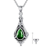 Sterling Silver TearDangle Birthstone Urn Necklace for Ashes