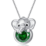 Sterling Silver 12 Month Birthstone Elephant Pendant Necklace