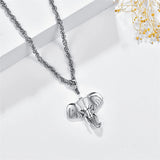 Sterling Silver Elephant Urn Necklace for Ashes with Stainless Steel Water Wave Chain