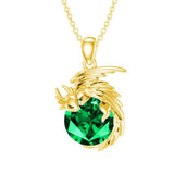 14K Gold Birthstone Dragon Necklace Pendant Necklace