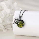 Sterling Silver Birthstone Black Cat Pendant Necklace