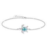 Sterling Silver Personalized Filigree Turtle Orca Whale Single Layer Anklet Bracelet