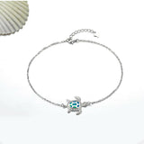 Sterling Silver Personalized Filigree Turtle Orca Whale Single Layer Anklet Bracelet