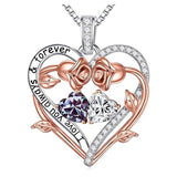 Sterling Silver  Rose Heart Birthstone Moissanite Pendant Necklace