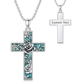 Cross Necklace for Women 925 Silver 12 Month Birth Flower Cross Pendant Turquoise Jewelry Gifts for Women Mother