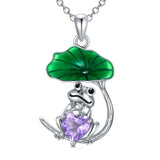 Sterling Silver Birthstone Frog Pendant Necklace