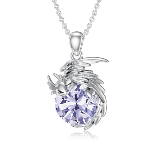 Sterling Silver Birthstone Dragon Necklace Pendant Necklace