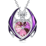 Dragon Necklace 925 Sterling Silver Birthstone Pendant with Heart Shaped Crystal Jewelry Gift for Women Girl