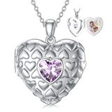 Sterling Silver Personalized Photo Heart Birthstone Pendant Necklace