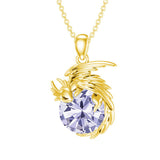 14K Gold Birthstone Dragon Necklace Pendant Necklace