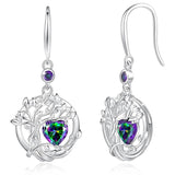 Sterling Silver Heart Gemstone Dangle  Earrings