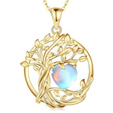 Sterling Silver Heart Birthstone Tree of Life Pendant Necklace