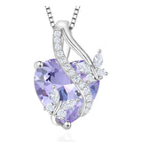 Sterling Silver Heart Birthstone Butterfly Pendant Necklace