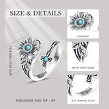 Sterling Silver Turquoise Sunflower Spoon Ring