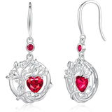 Sterling Silver Heart Gemstone Dangle  Earrings