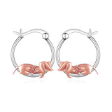 Sterling Silver Birthstone  Dachshund Hoop Earrings