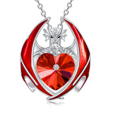 Dragon Necklace 925 Sterling Silver Birthstone Pendant with Heart Shaped Crystal Jewelry Gift for Women Girl