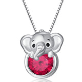 Sterling Silver 12 Month Birthstone Elephant Pendant Necklace