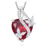 Sterling Silver Heart Birthstone Butterfly Pendant Necklace