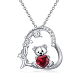 Sterling Silver Birthstone Teddy Bear Pendant Necklace