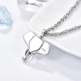 Sterling Silver Elephant Urn Necklace for Ashes with Stainless Steel Water Wave Chain