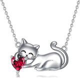 Sterling Silver Birthstone Cat Pendant Necklace