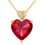 14K Gold 3 Carat Heart-cut Birthstone Pendant Necklace