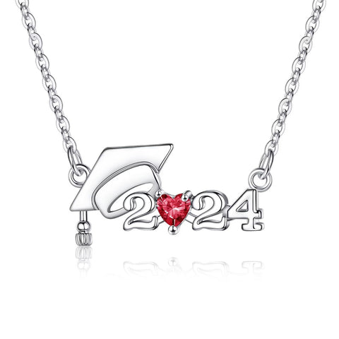 2024 Graduation Necklace Graduation Gifts High School College 925 Silver Class of 2024 Pendant Necklace for Women