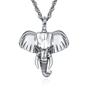 Sterling Silver Elephant Urn Necklace for Ashes with Stainless Steel Water Wave Chain