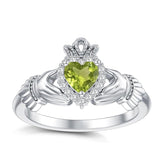 Sterling Silver 0.1 Cttw Natural Diamond Gemstone Heart Irish Claddagh Engagement Ring