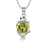 Sterling Silver Heart Birthstone Frog Pendant Necklace