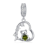 Sterling Silver 12 Month Birthstone Bear Bead Charms