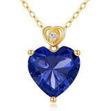 14K Gold 3 Carat Heart-cut Birthstone Pendant Necklace