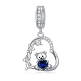 Sterling Silver 12 Month Birthstone Bear Bead Charms