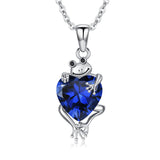 Sterling Silver Heart Birthstone Frog Pendant Necklace