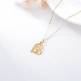 Real 14K Gold Rabbit Heart Necklace Animal Lovers Pendant Rabbit Mother Daughter Jewelry