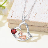 Sterling Silver Birthstone Corgi Pendant Necklace